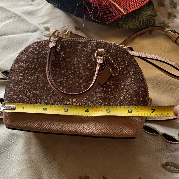 Authentic COACH Leather/glitter stars small zip top satchel/Crossbody - Picture 6 of 16